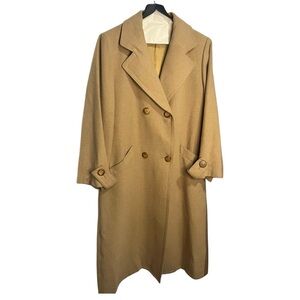 Vintage Fleurette Of California 100% Camel Hair Double Breasted Long Coat